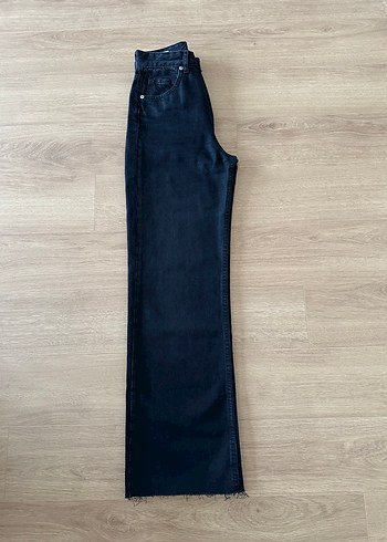 Zara Yüksek Bel Siyah Geniş Paça Kadın Jean - Görsel 6