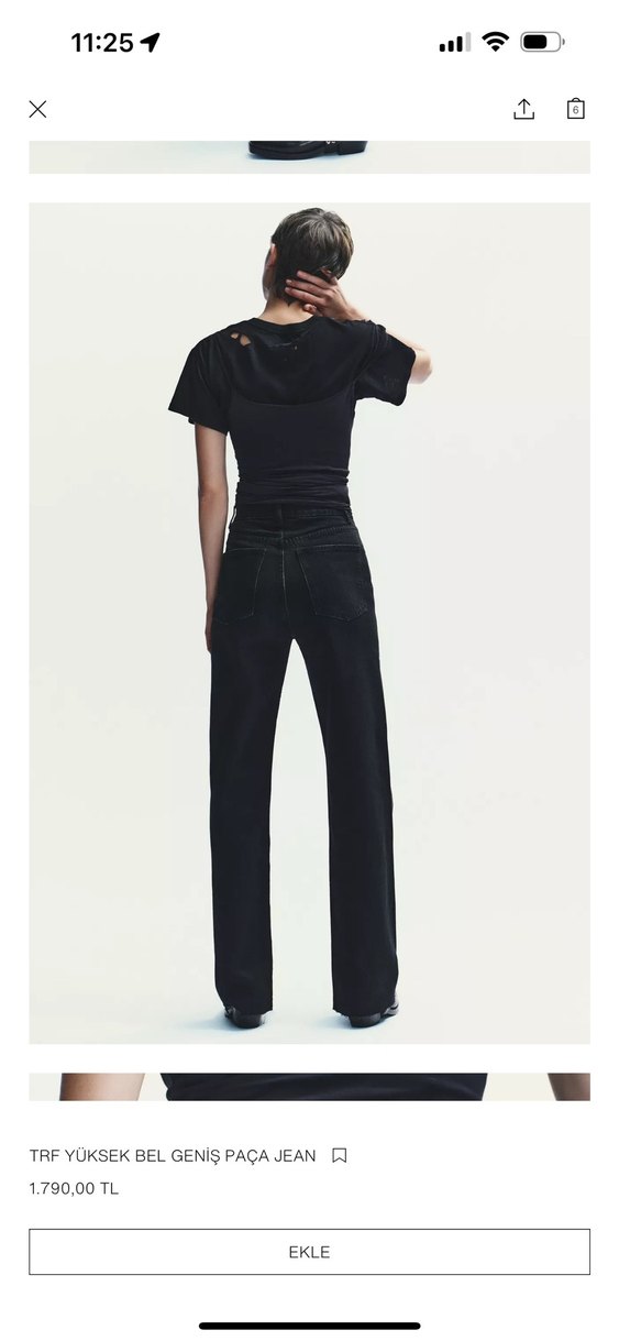 Zara Yüksek Bel Siyah Geniş Paça Kadın Jean - Görsel 2