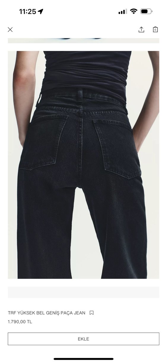 Zara Yüksek Bel Siyah Geniş Paça Kadın Jean - Görsel 4