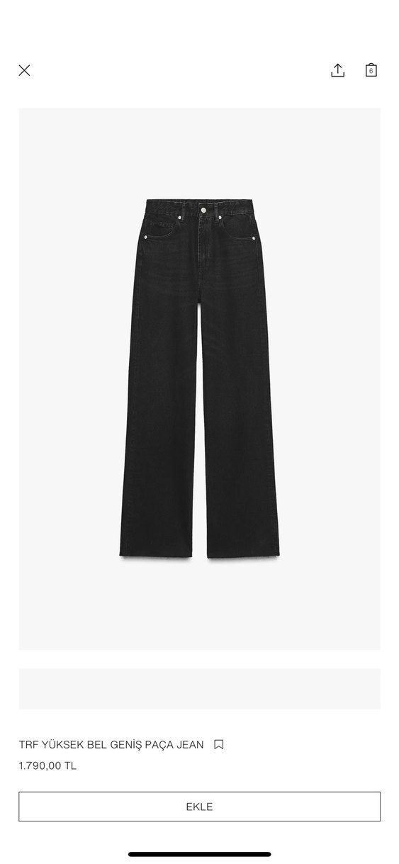 Zara Yüksek Bel Siyah Geniş Paça Kadın Jean - Görsel 3