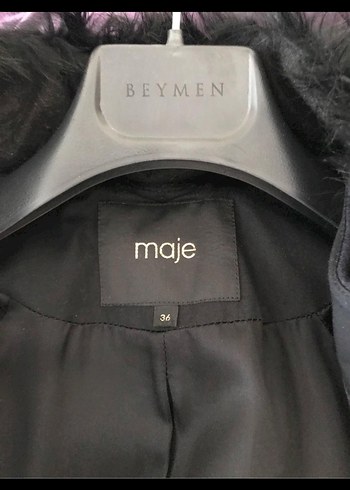 Maje Yakası Kürklü Lacivert Kadın Kaban - Görsel 2