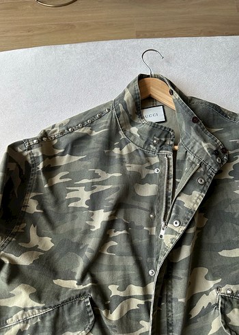 Gri Kamuflaj Düğmeli Kadın Ceket - Görsel 3