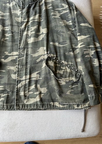 Gri Kamuflaj Düğmeli Kadın Ceket - Görsel 2