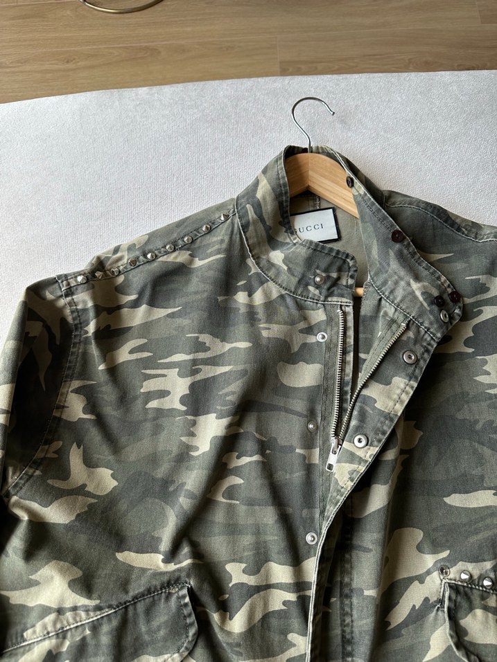 Gri Kamuflaj Düğmeli Kadın Ceket - Görsel 3