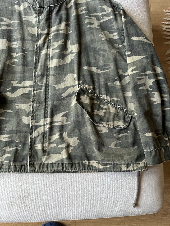 Gri Kamuflaj Düğmeli Kadın Ceket - Görsel 2