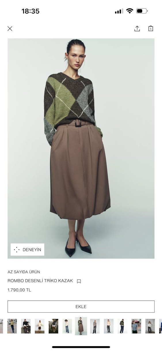 Zara V Yaka Örgü Kadın Kazak - Görsel 2