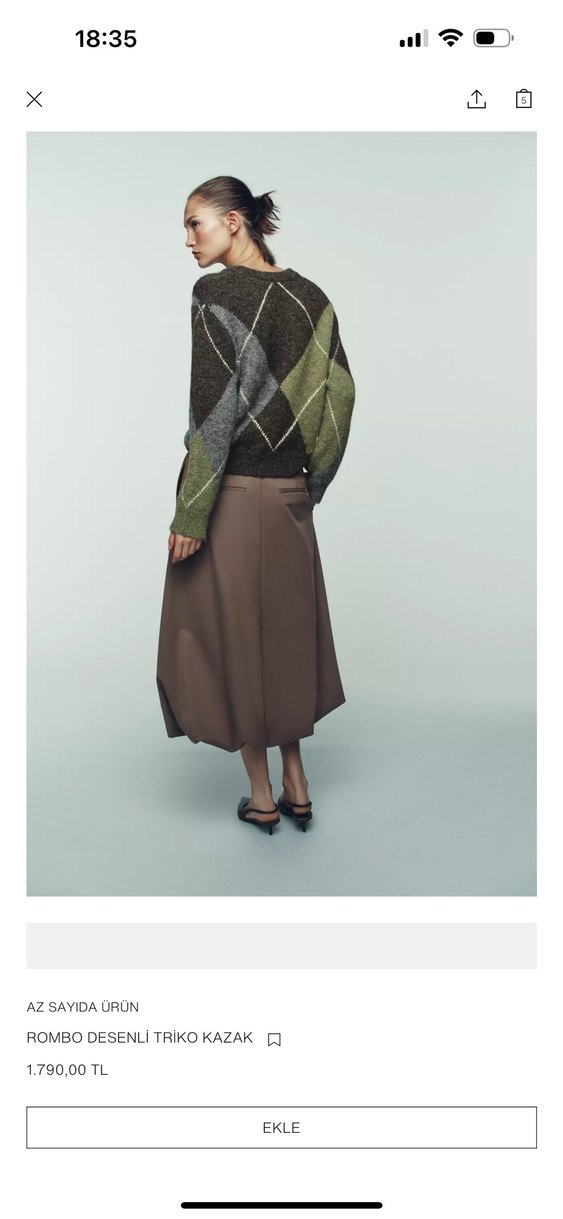 Zara V Yaka Örgü Kadın Kazak - Görsel 3