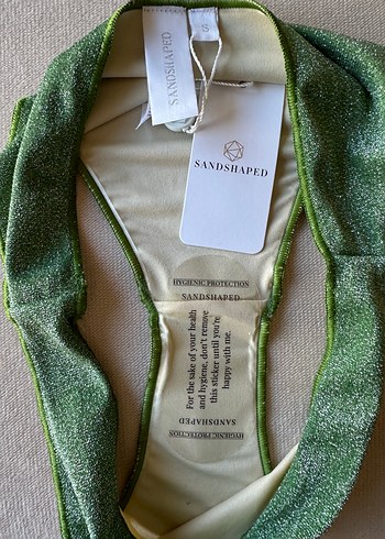 s Beden yeşil Renk Sandshaped Yeşil Simli Strappy Bikini Takımı