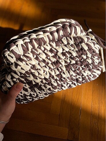  Beden kahverengi Renk Kahverengi krem rengi karışımı burslu large boy clutch çanta mod