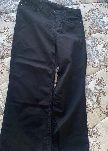 Siyah Kadın Denim Bol Kesim Pantolon
