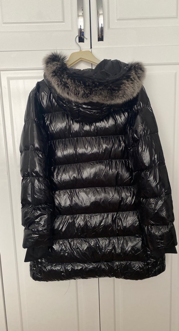 Kürk Detaylı Siyah Kadın Kışlık Mont - Görsel 2