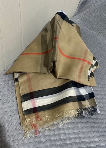 Kadın Kahverengi Gri Drapeli Sokak Stili Şal - Görsel 2