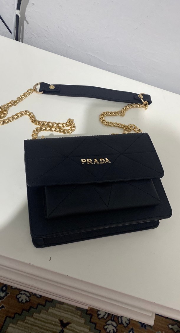 Zincir Detaylı Siyah Deri Kadın Çanta - Görsel 2