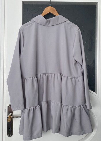 Düğmeli Gri Midi tunik - Görsel 3