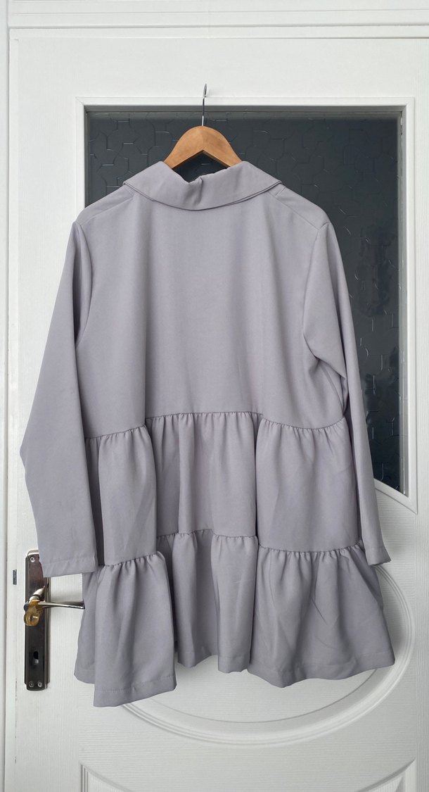 Düğmeli Gri Midi tunik - Görsel 4