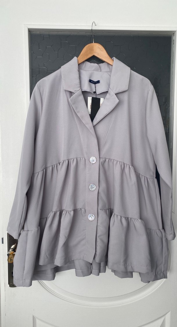 Düğmeli Gri Midi tunik - Görsel 2