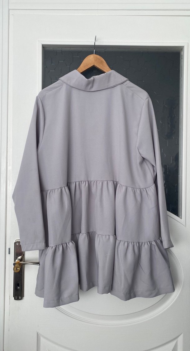 Düğmeli Gri Midi tunik - Görsel 3