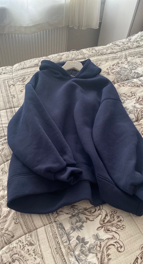 Kadın Lacivert Kapüşonlu Sweatshirt - Görsel 3