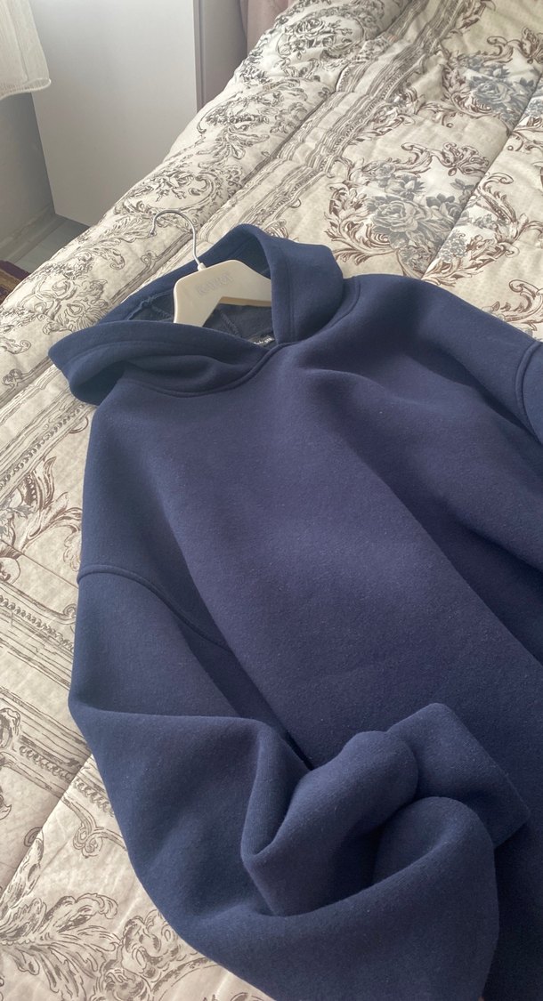 Kadın Lacivert Kapüşonlu Sweatshirt - Görsel 4