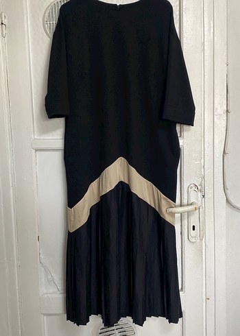 Siyah Pilili Uzun Keten Elbise - Görsel 2