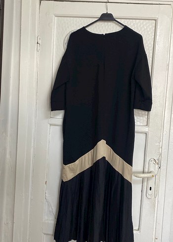 Siyah Pilili Uzun Keten Elbise - Görsel 3