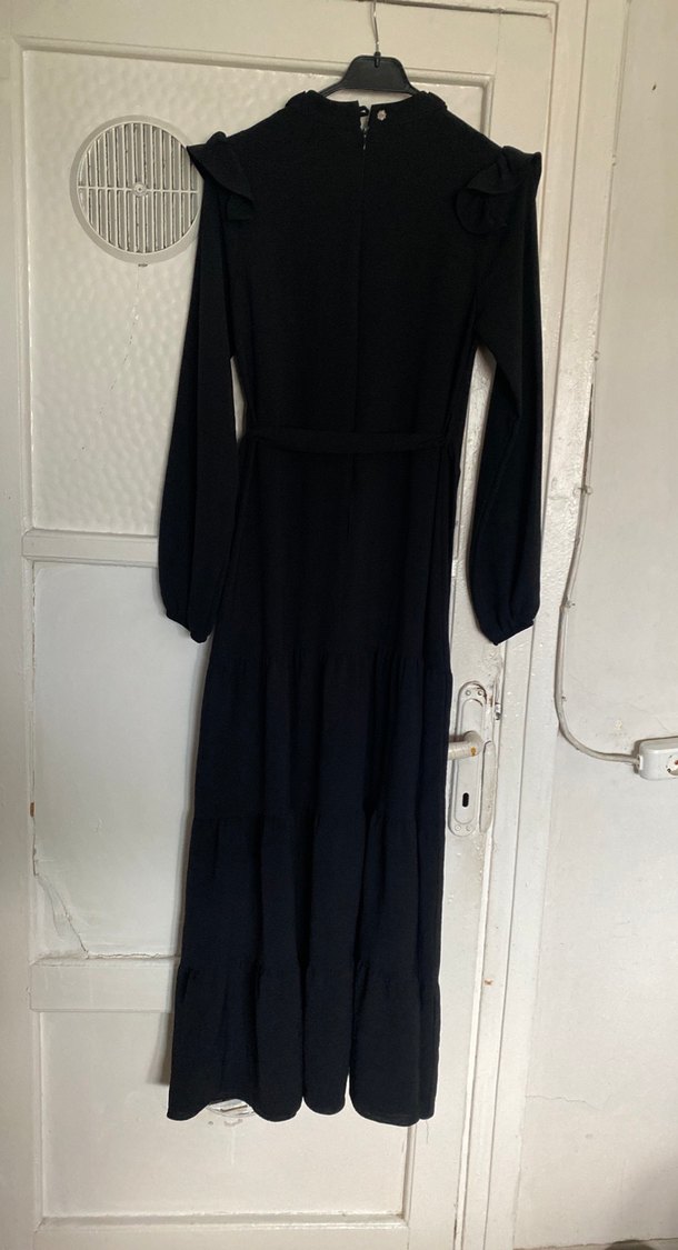 Siyah Uzun Gömlek Yaka Kadın Elbise beyza - Görsel 3