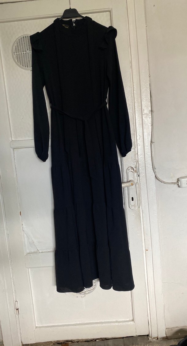 Siyah Uzun Gömlek Yaka Kadın Elbise beyza - Görsel 2