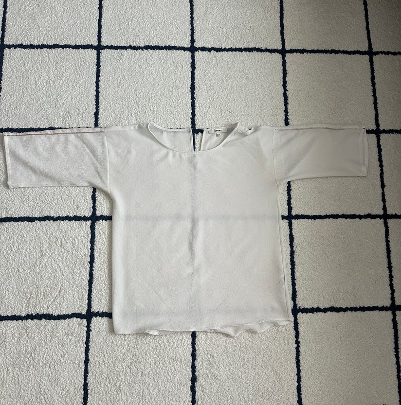 Beyaz Nakışlı Kısa Kollu Kadın Bluz - Görsel 4