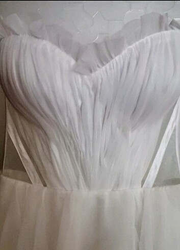 Özel Dikim Askılı Gelinlik Nikah Kıyafeti 36-38  - Görsel 2