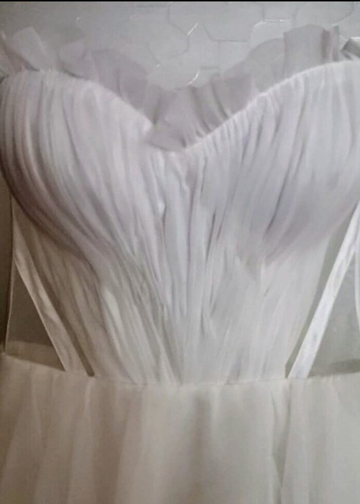 Özel Dikim Askılı Gelinlik Nikah Kıyafeti 36-38  - Görsel 2