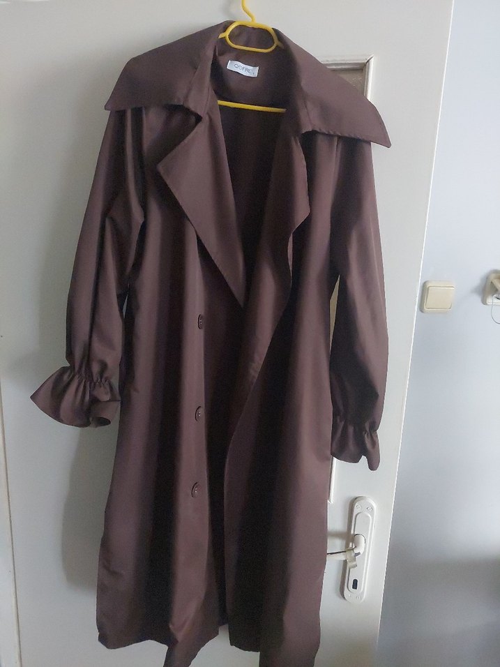 Kadın Kahverengi  Uzun Trençkot - Görsel 3