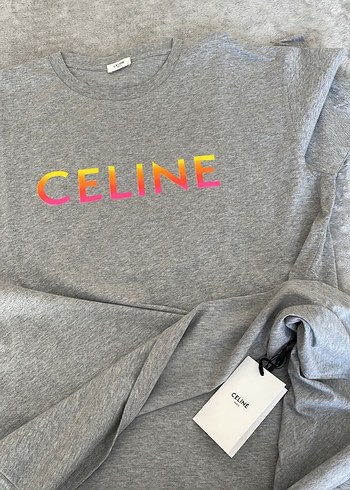 Celine gri Baskılı Pamuklu unisex Sweatshirt orijinal