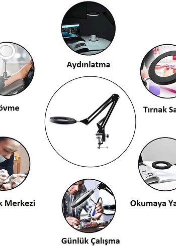 Beden beyaz Renk Esnek Beyaz Masa Lambası 360° ve 270° Hareketli