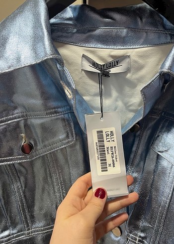 Mavi Parlak Deri Kadın Ceket - Görsel 3