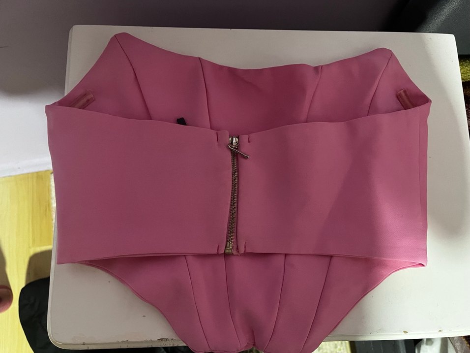 Pilise Detaylı Pembe Mini Bustiyer - Görsel 2