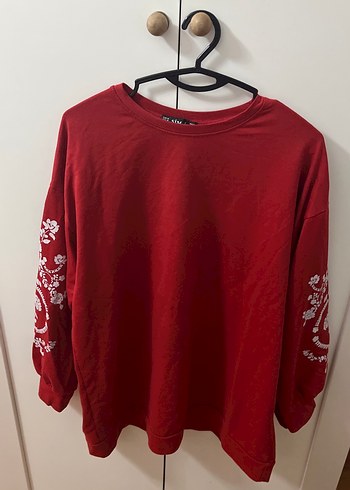 Diğer Kırmızı Baskılı Oversize Sweatshirt