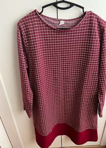 Bordo Kareli Uzun Kollu Tunik - Görsel 2