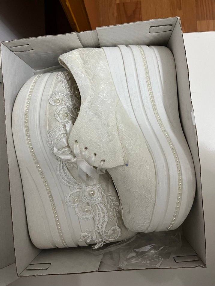 Dantel & İnci Detaylı Dolgu Taban Ayakkabı - Görsel 4