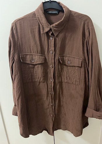 Lc Waikiki Düğmeli Kahverengi Kadın Gömlek - Görsel 2