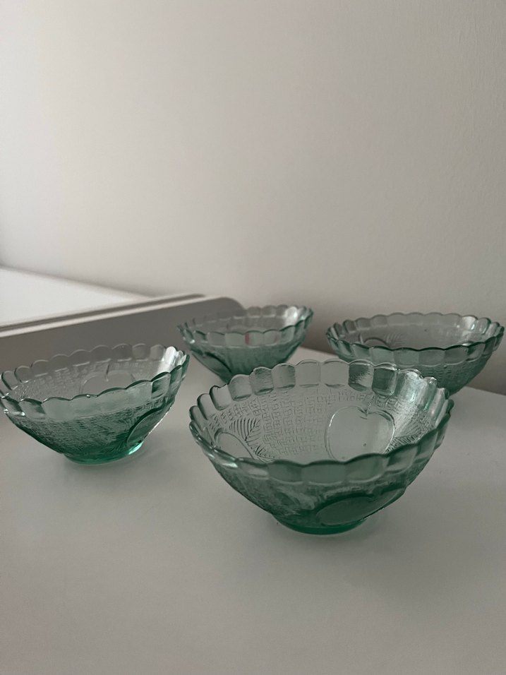 Renkli Yeşil Cam Kase Seti 4lü - Görsel 3