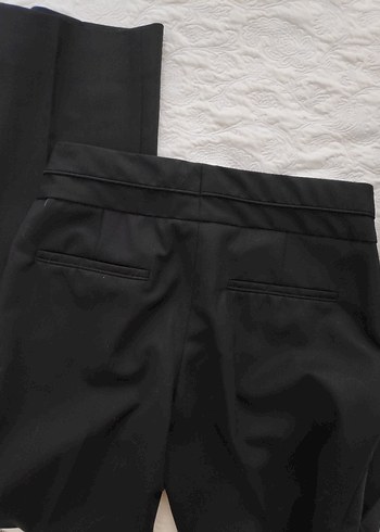 34 Beden Siyah Kadın Kumaş Pantolon, Kürk Detaylı