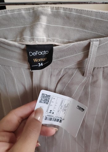 DF Bej keten pantolon