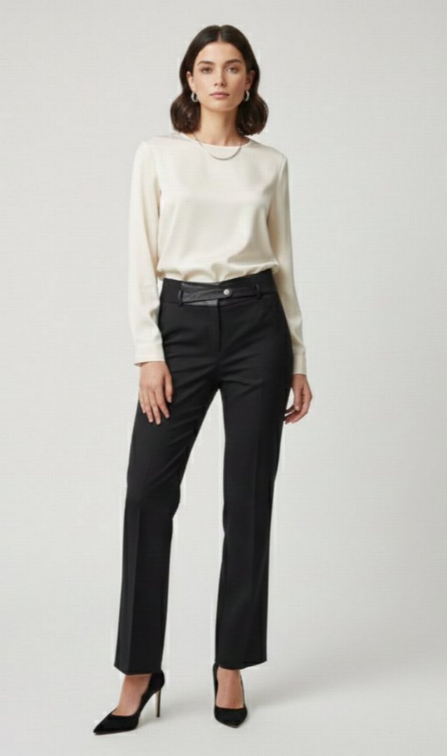 Kadın Siyah Regular Fit Midi Boyfriend Pantolon - Görsel 3