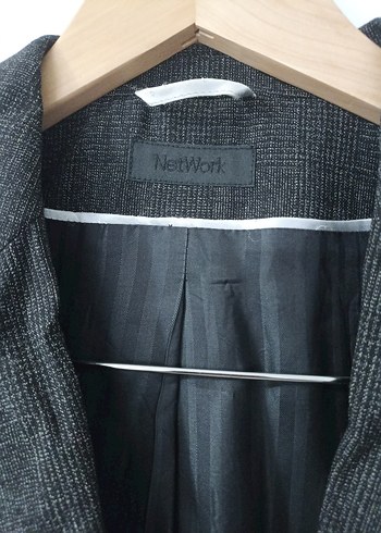 Network Gri Kadın Ofis Blazeri, Düğmeli, Normal Boy - Görsel 5