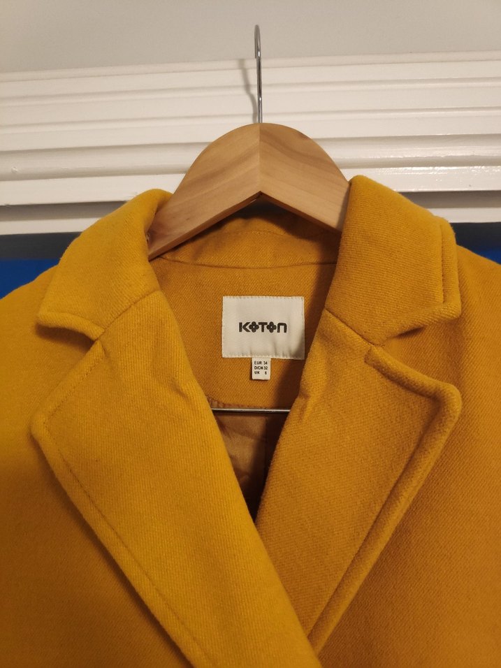 Koton Hardal Rengi Çift Düğmeli Kadın Kaban - Görsel 3