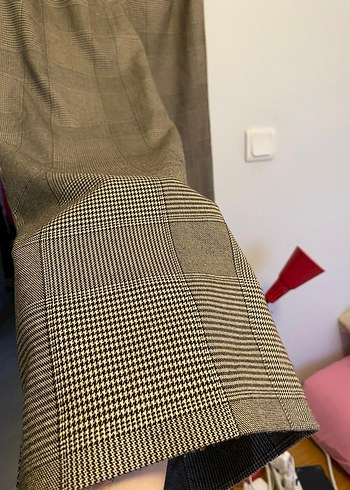 Bej Kareli Midi Kumaş Pantolon - Görsel 2