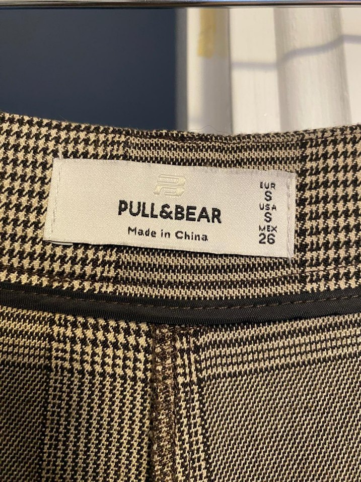 Bej Kareli Midi Kumaş Pantolon - Görsel 3