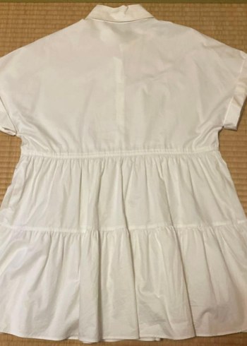 Zara Beyaz Midi Pamuklu Kısa Kollu Elbise - Görsel 4