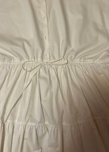Zara Beyaz Midi Pamuklu Kısa Kollu Elbise - Görsel 3