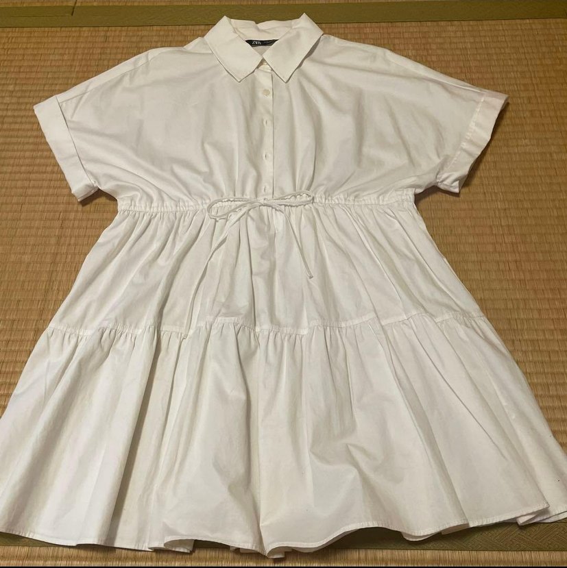 Zara Beyaz Midi Pamuklu Kısa Kollu Elbise - Görsel 2